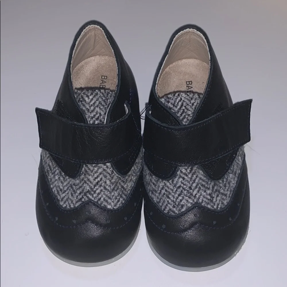 Babywalker‎ houndstooth and leather shoe